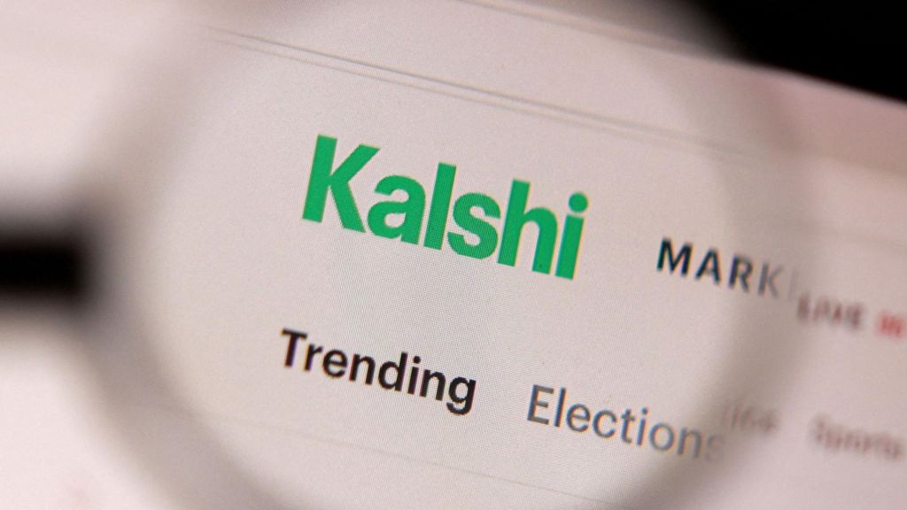 A shot of Kalshi's website, with a focus on its name.