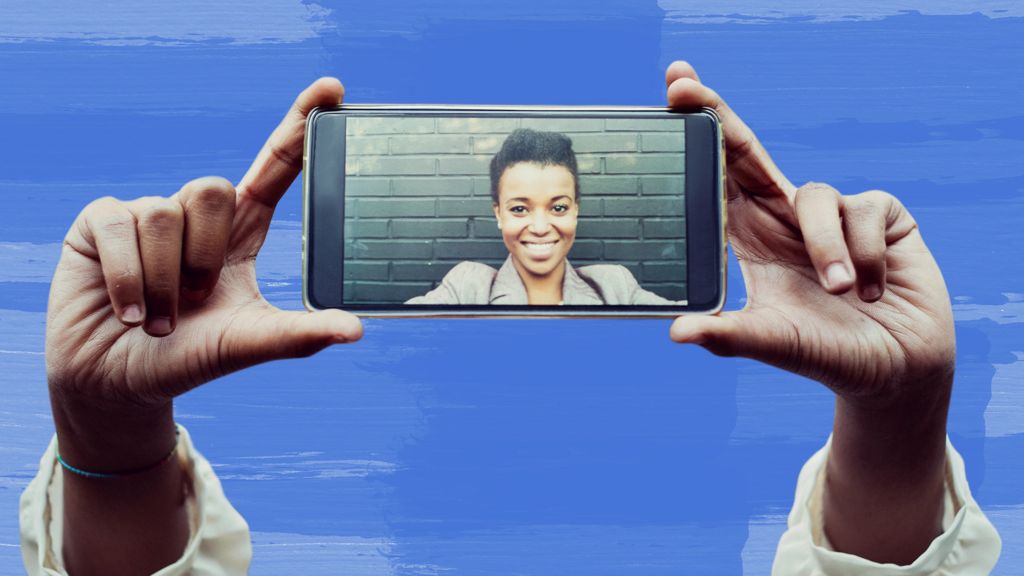 Woman smiling in selfie