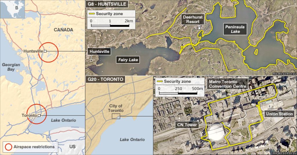 G8 G20 Summits Security Map BBC News    48170302 G8 G20 786map 