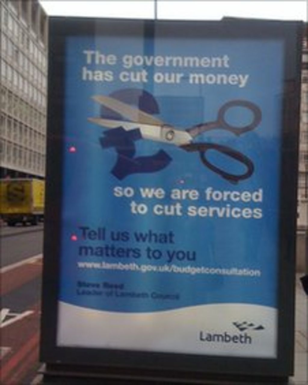 Lambeth Council service cuts posters 'abuse of funds' BBC News