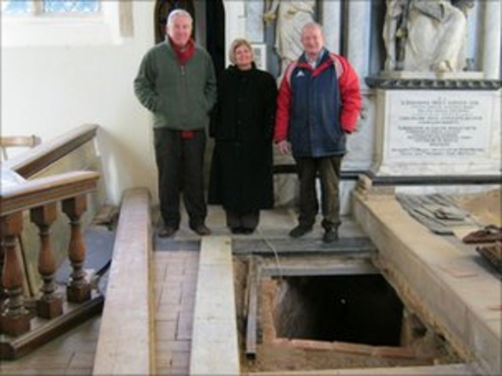 Suffolk church vault revealed after floor gives way BBC News