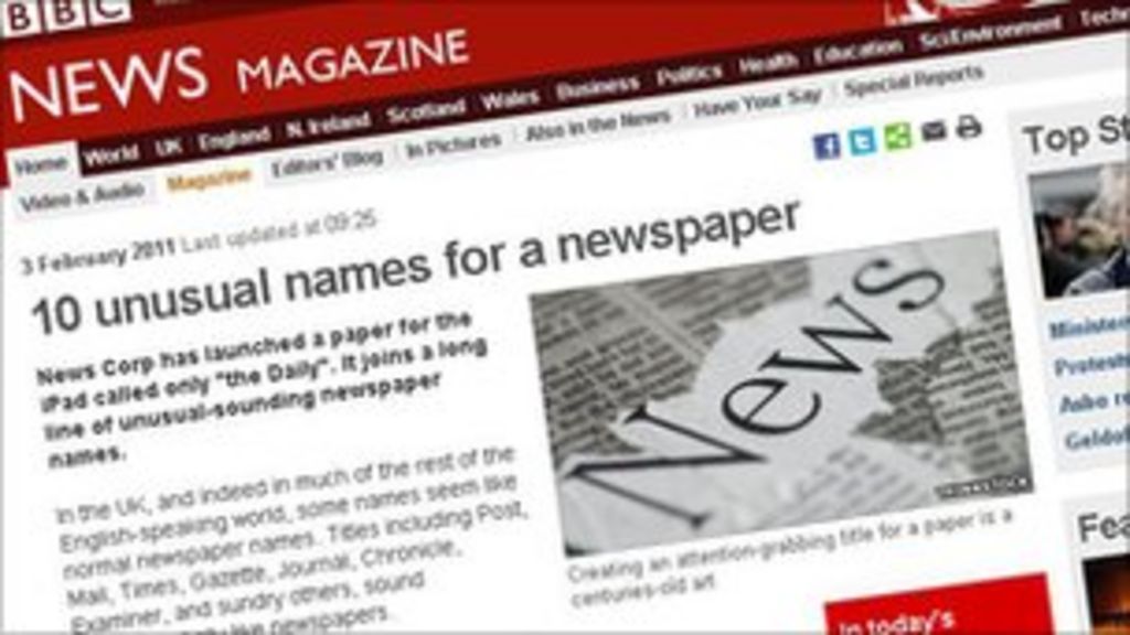 50 of the strangest newspaper names BBC News