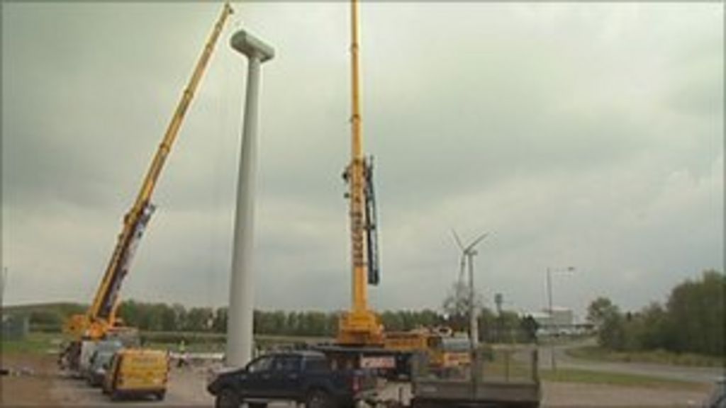 East Midlands Airport unveils two new wind turbines BBC News