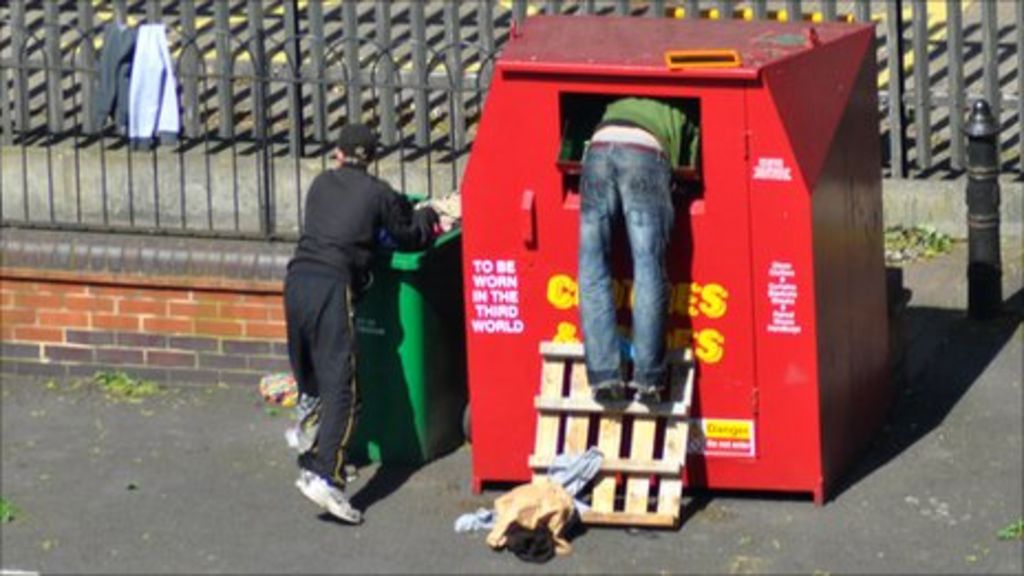 Charity bin thieves caught on camera in Nottingham BBC News