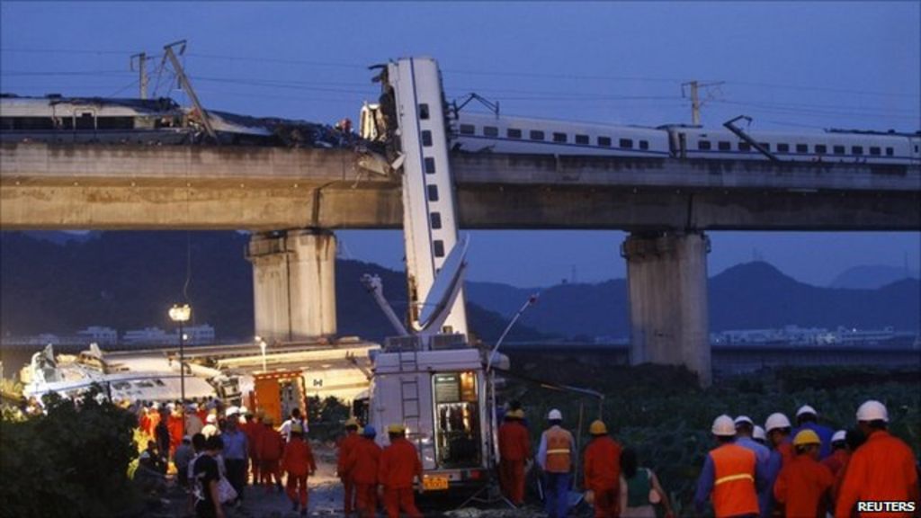 Site of train rescue in Zhejiang, China, 23 July