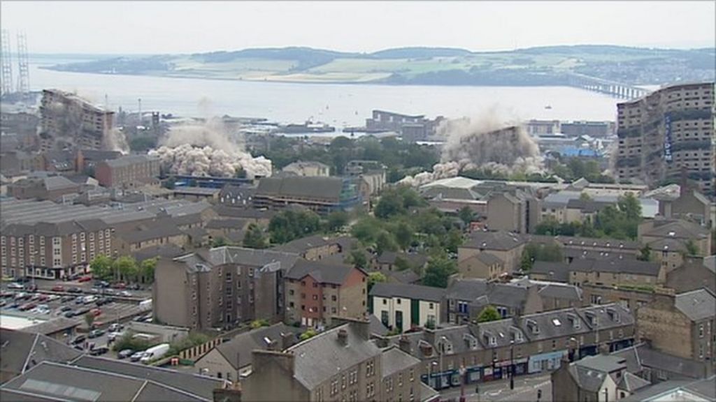 Dundee's Hilltown multistorey tower blocks demolished BBC News