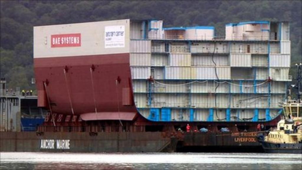 Aircraft carrier hull leaves Glasgow BBC News
