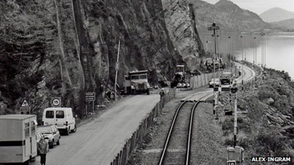 Cars on railway line in 1990. Pic: Alex Ingram