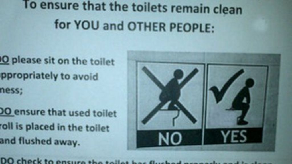 Swansea University puts up toilet instruction posters BBC News