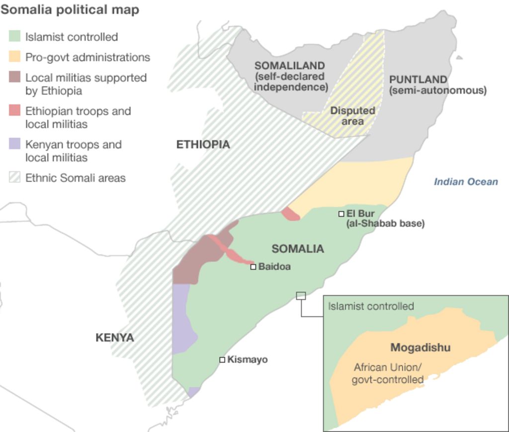 Somalia Conflict Why Should The World Help BBC News    58658468 Som Controlled Areas 624map 