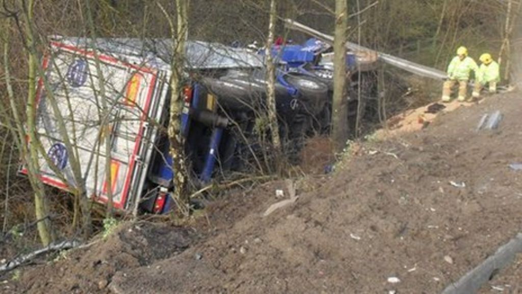 Lorry Careers Off M6 Motorway In Cheshire After Crash Bbc News