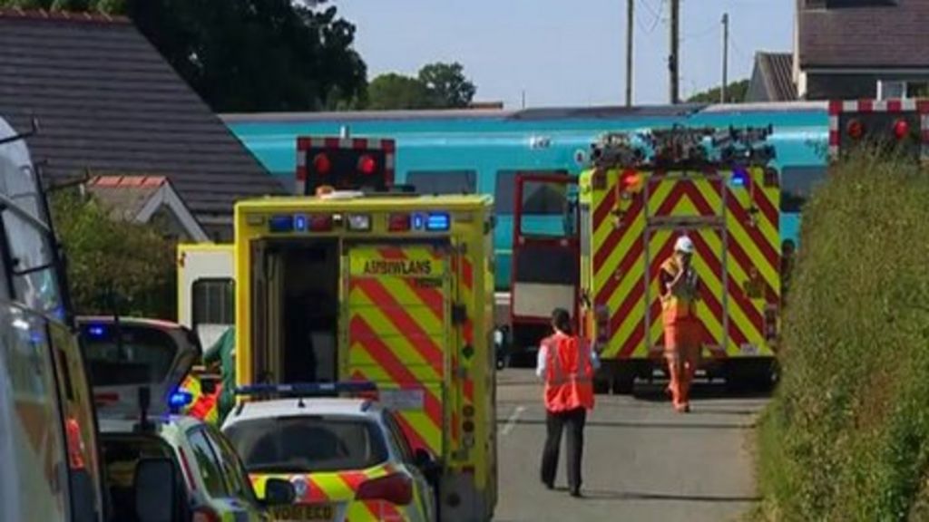 A train and a lorry collide at Whitland, Carmarthenshire