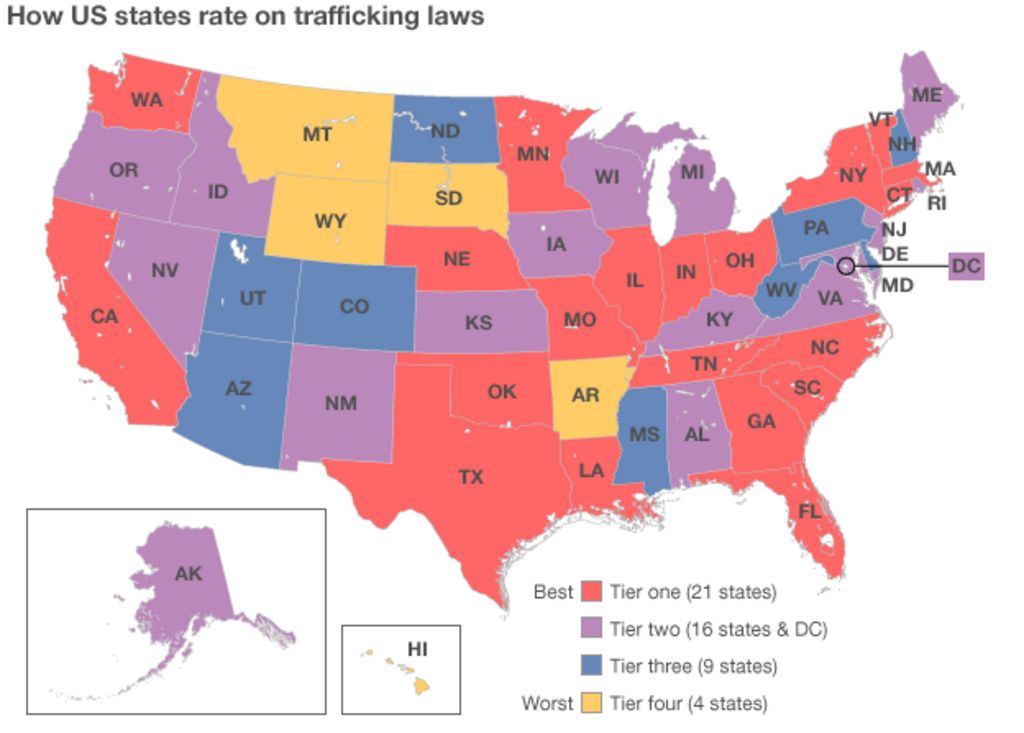 Human Trafficking How Us States Fare Bbc News 1684