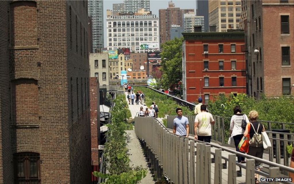 Pedestrians walking on New York's High Line