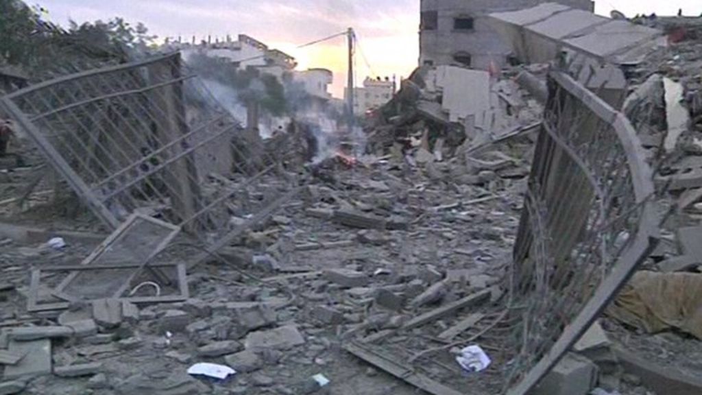 Israeli Air Strikes Hit Hamas Leaders Office Bbc News 