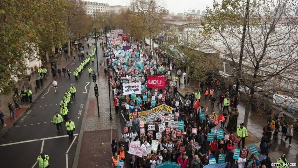 Students march in London protest - BBC News