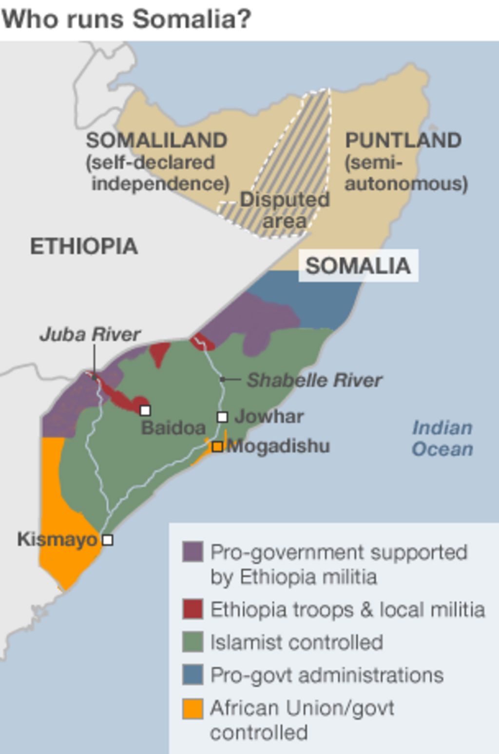 Somalia S Al Shabab Targets Puntland Military BBC News    64545647 Som Controlled Areas 30429sep 