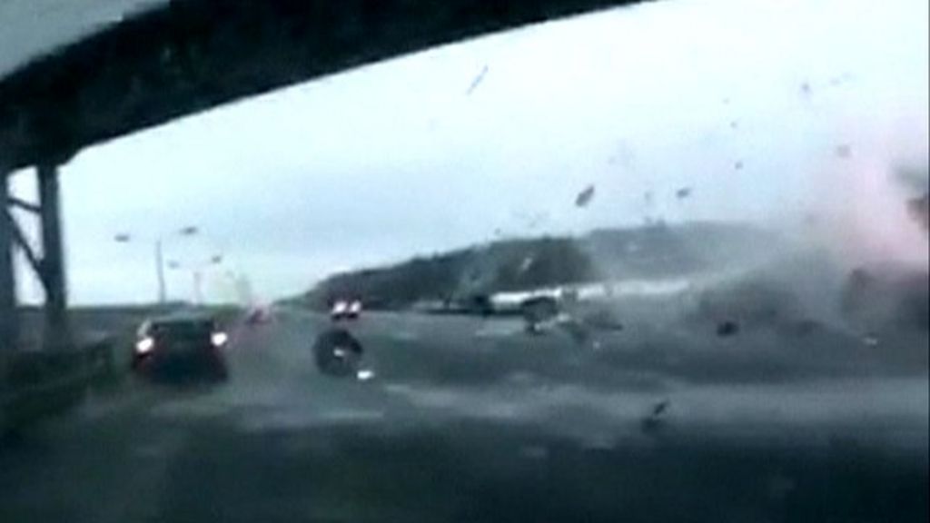 Plane crashes into Moscow road