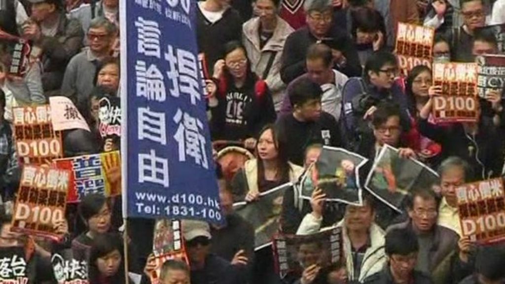 Mass march over Hong Kong leader