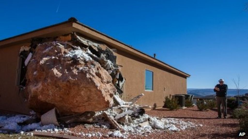 Boulder crashes into Utah home BBC News