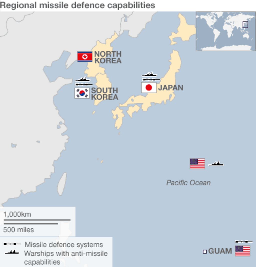 North Korea Threats Missile Defences In The Region Bbc News 