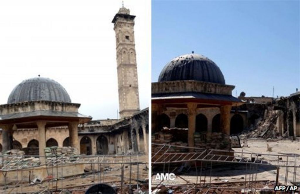 Ancient Aleppo minaret destroyed