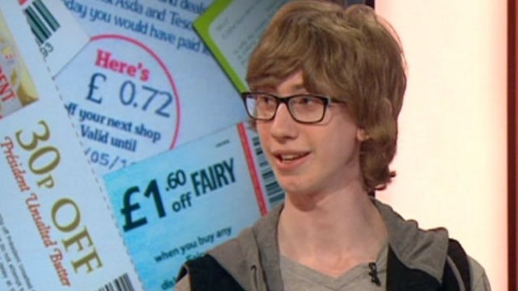 Coupon crazy teen Jordon Cox buys £105 of groceries for £1 - BBC News