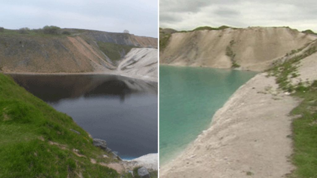 Toxic Derbyshire 'Blue Lagoon' dyed black BBC News