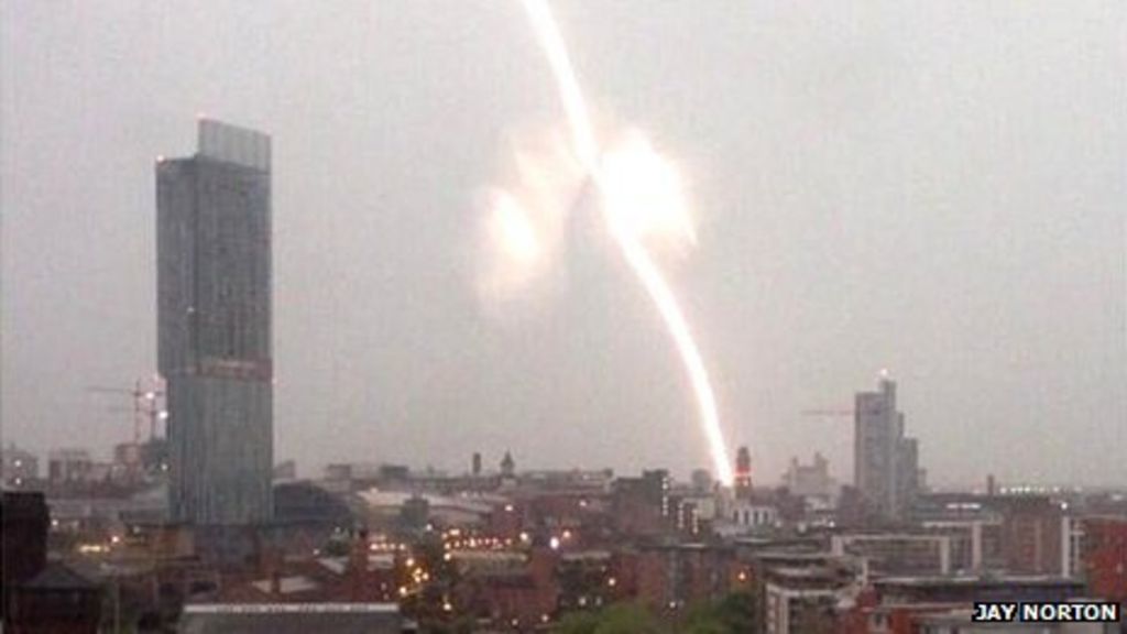 Lightening strike over Manchester