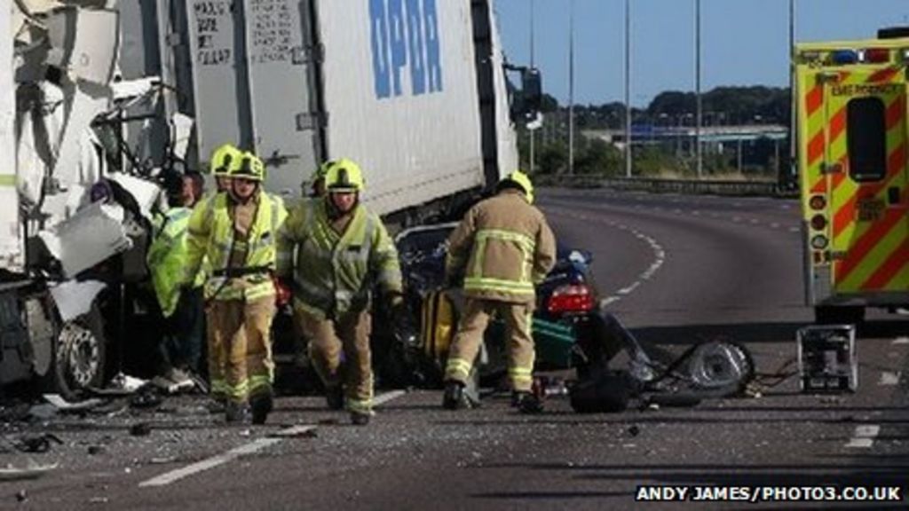 Truck driver dies in M2 fourvehicle crash BBC News