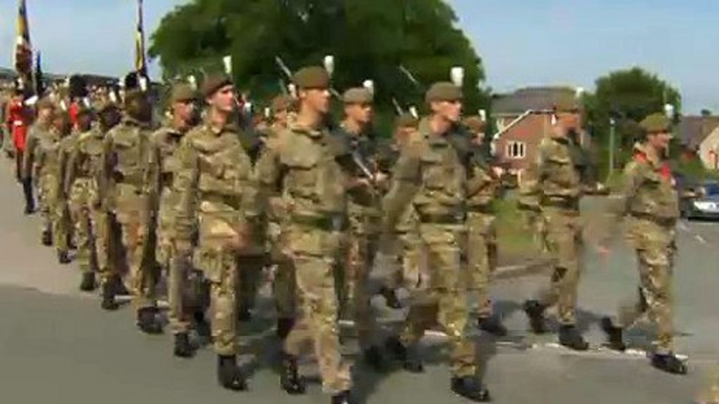 Royal Welsh ends tradition at Hightown Barracks, Wrexham BBC News