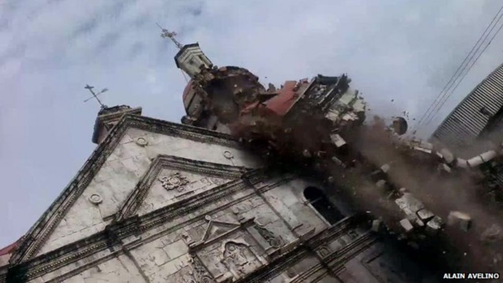 Quake brings down bell tower on oldest Philippine church BBC News