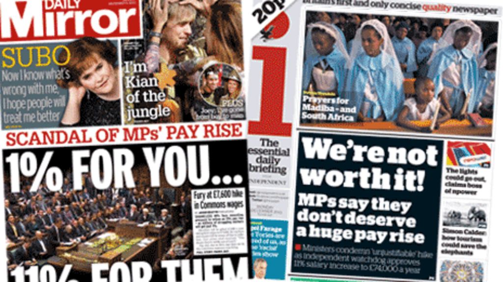 Front pages MPs' pay rise 'fury' makes headlines BBC News