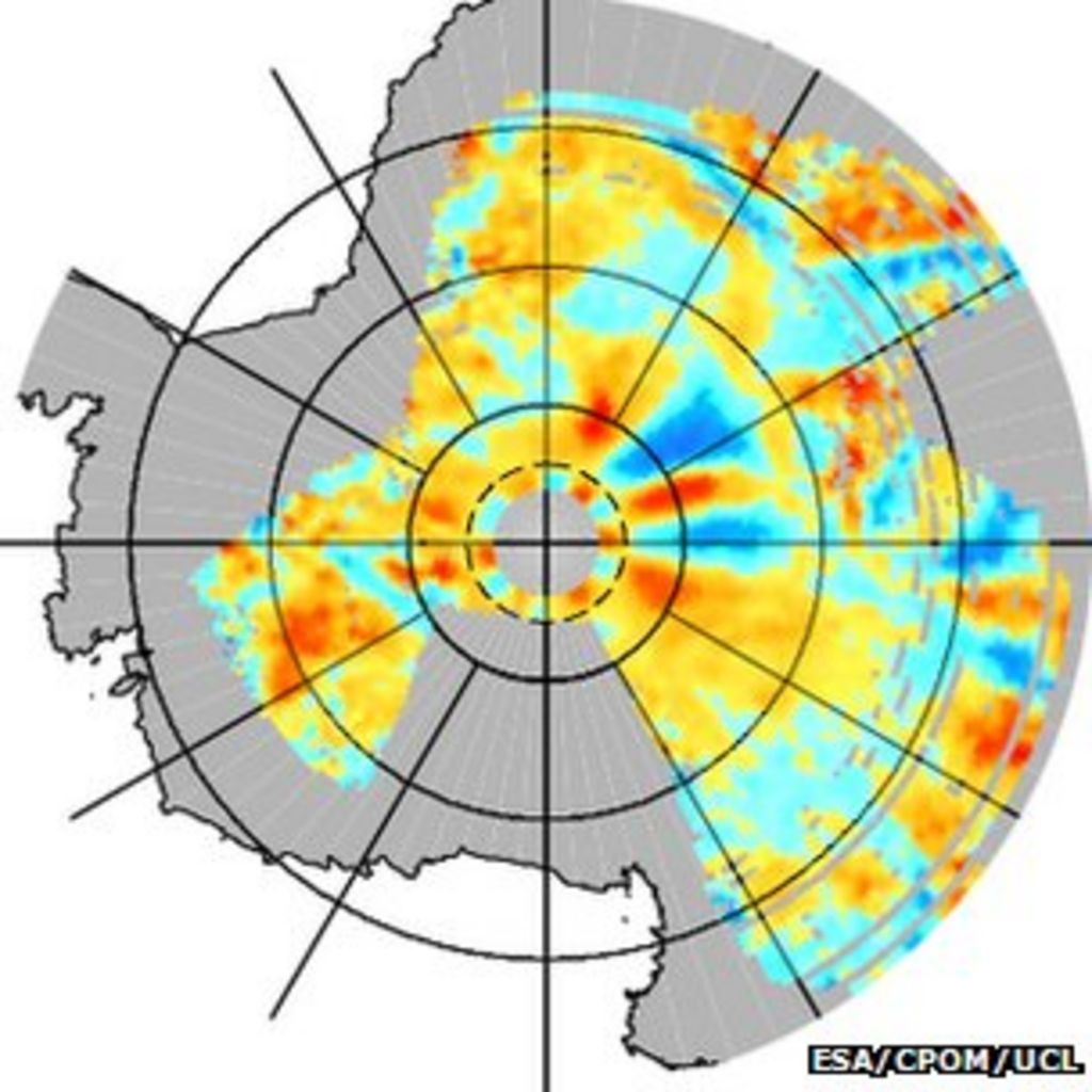 Antarctic ice line patterns detected by Cryosat spacecraft BBC News