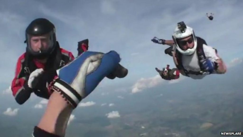 Unconscious Skydiver Rescued By Friends Mid Air Bbc News