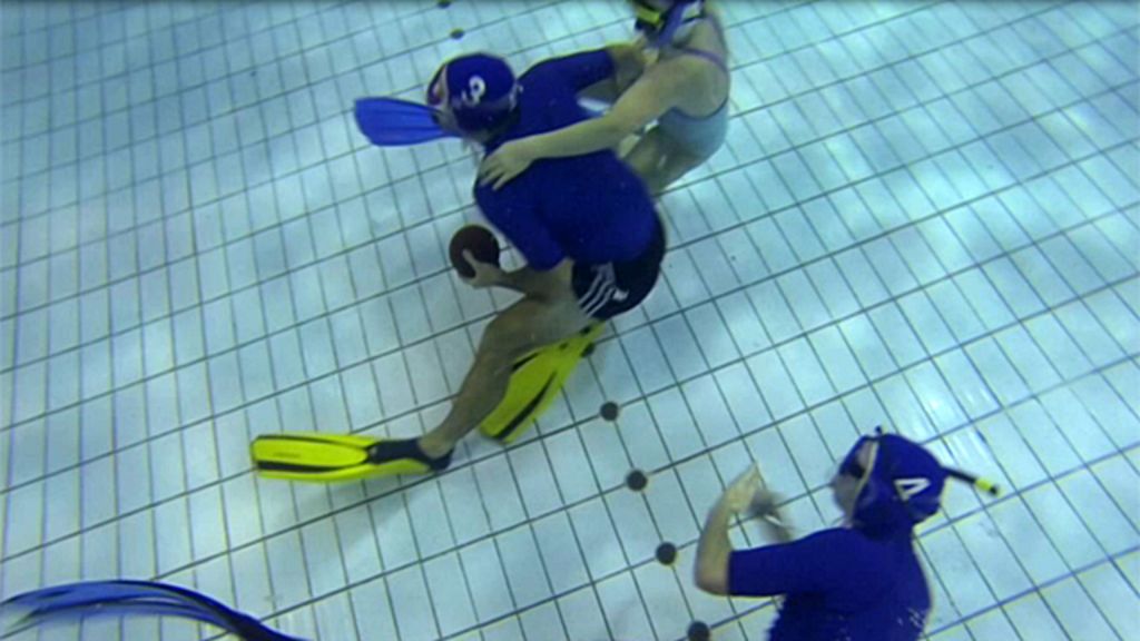 learning-to-play-underwater-rugby-bbc-news