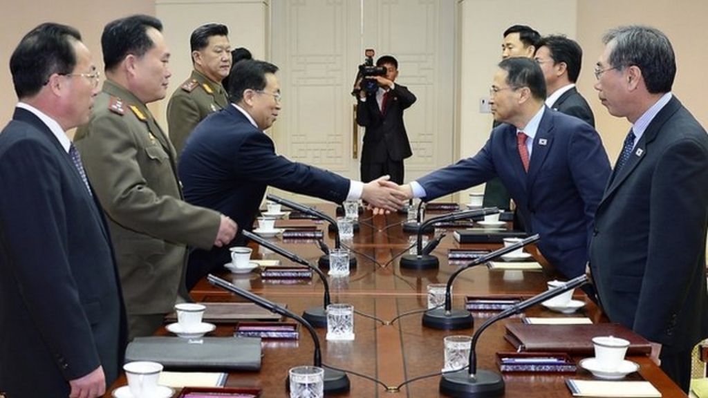 North And South Korea Hold Rare High Level Talks Bbc News 
