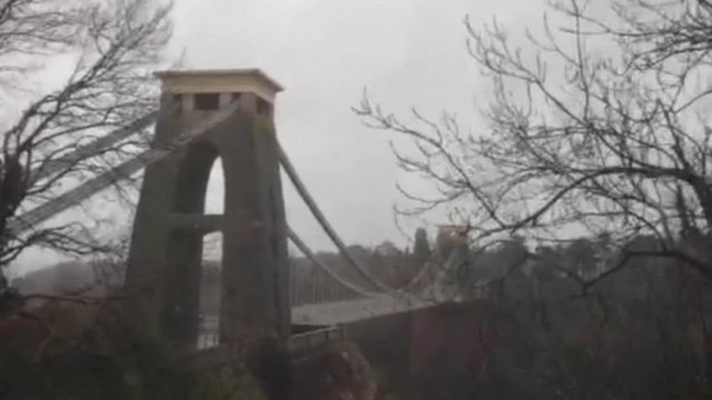 UK storms Clifton Suspension Bridge buffeted in strong winds BBC News
