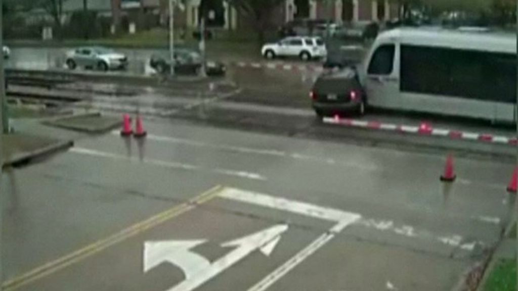 Train Smashes Into Car On Houston Level Crossing Bbc News