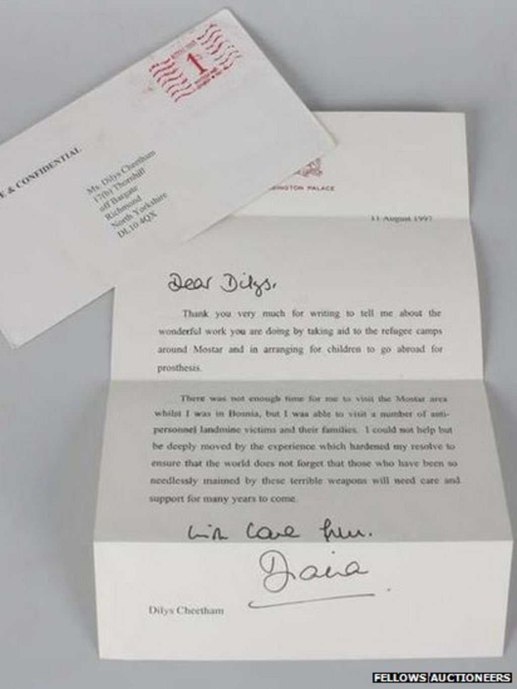 Last Princess Diana letter to be auctioned for £3,000 - BBC News