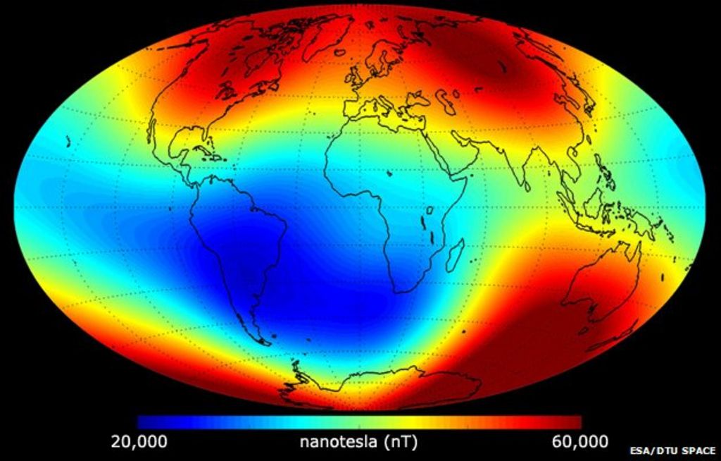 Magnetic Map Of Earth Swarm mission makes magnetic maps   BBC News