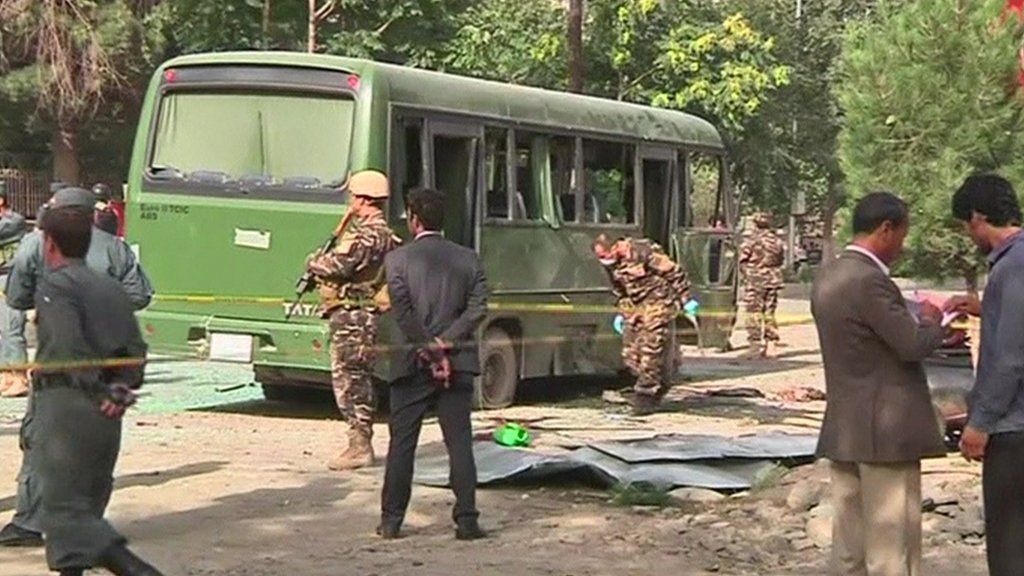 Afghan Suicide Bomber Attacks Military Bus In Kabul - BBC News