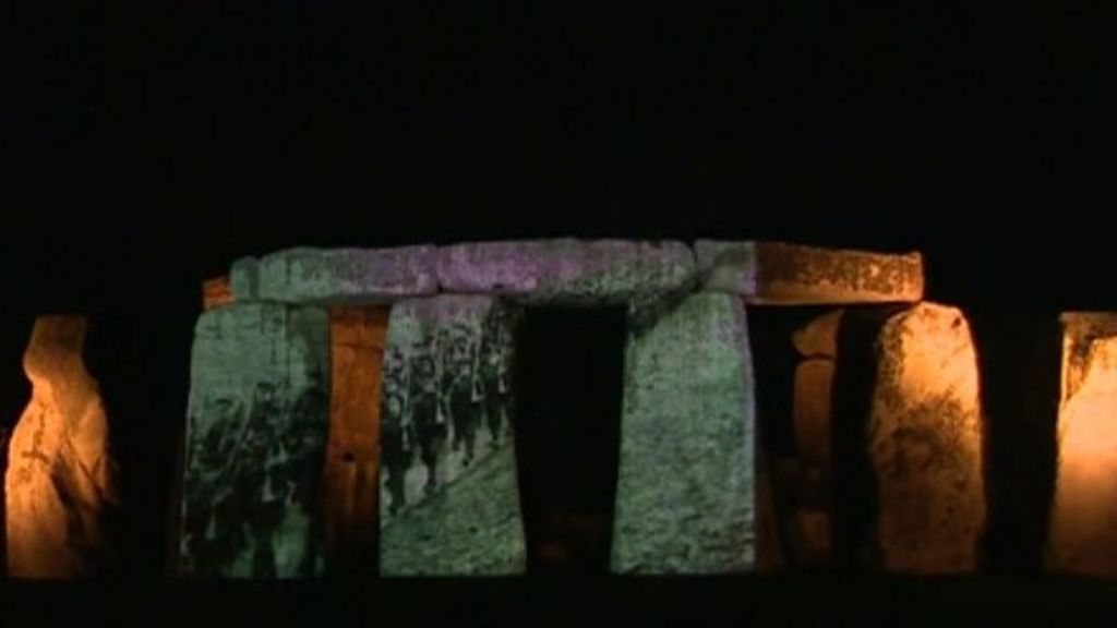 World War One Soldier Images Projected Onto Stonehenge Bbc News