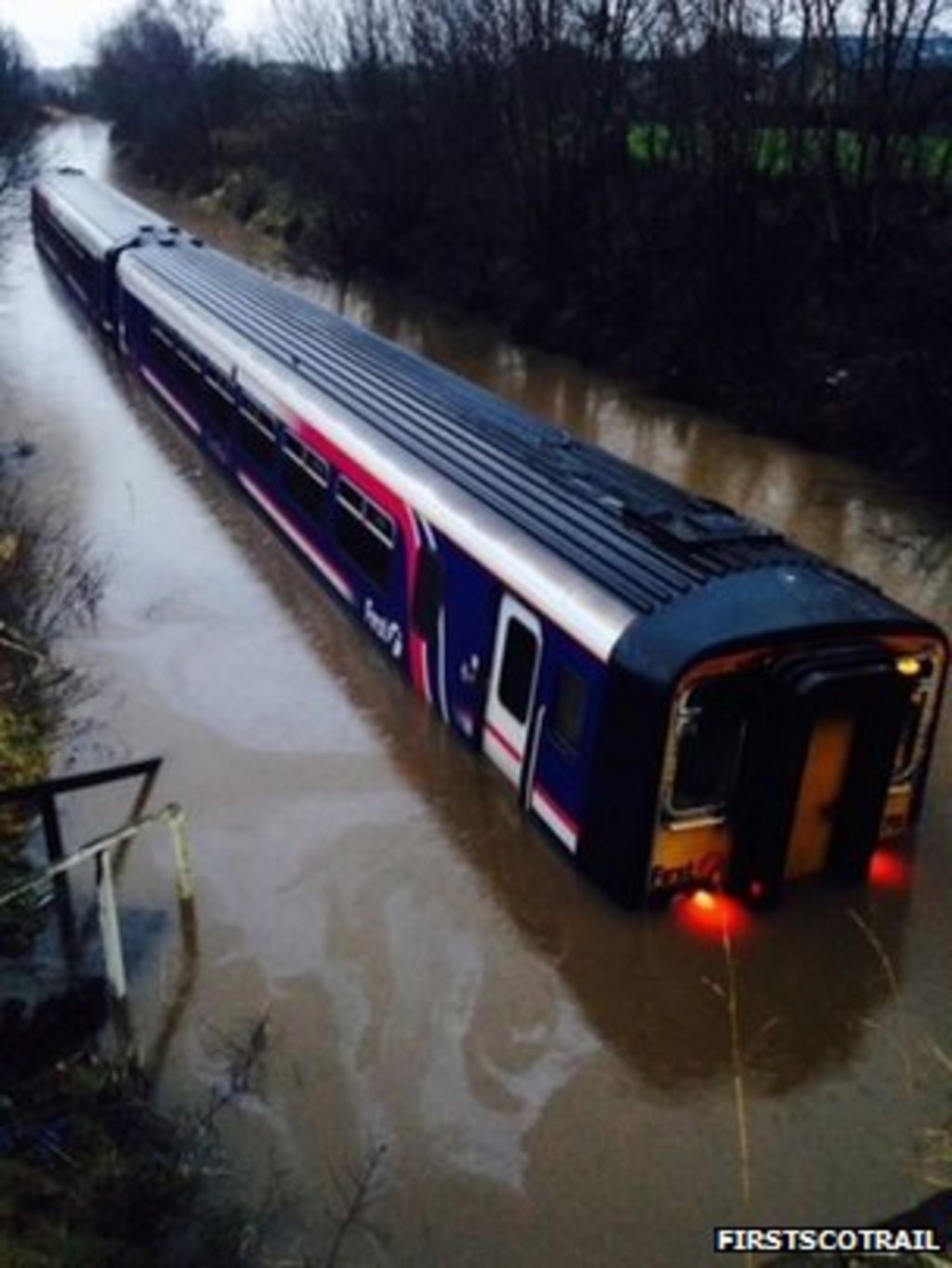 Train in floodwater