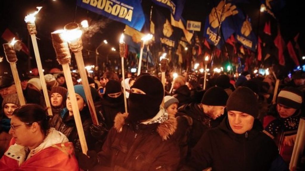 Ukraine Nationalists March In Kiev To Honour Bandera Bbc News