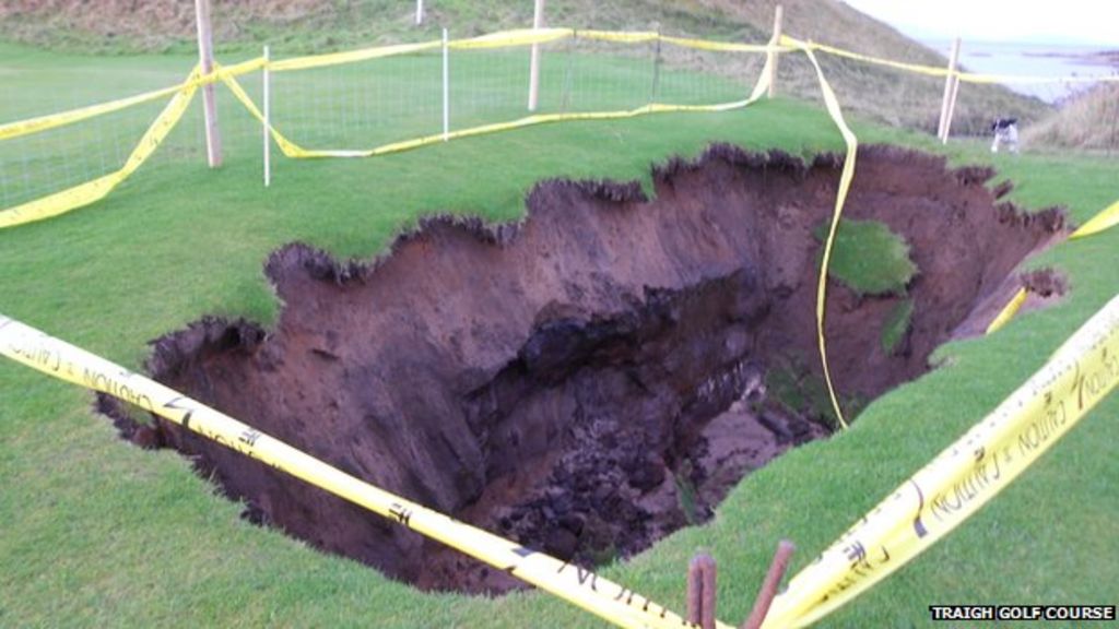 Large Sinkhole Appears On Golf Course Bbc News