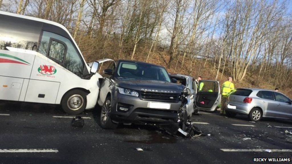 M4 crash 28 taken to hospital after collision near Cardiff BBC News