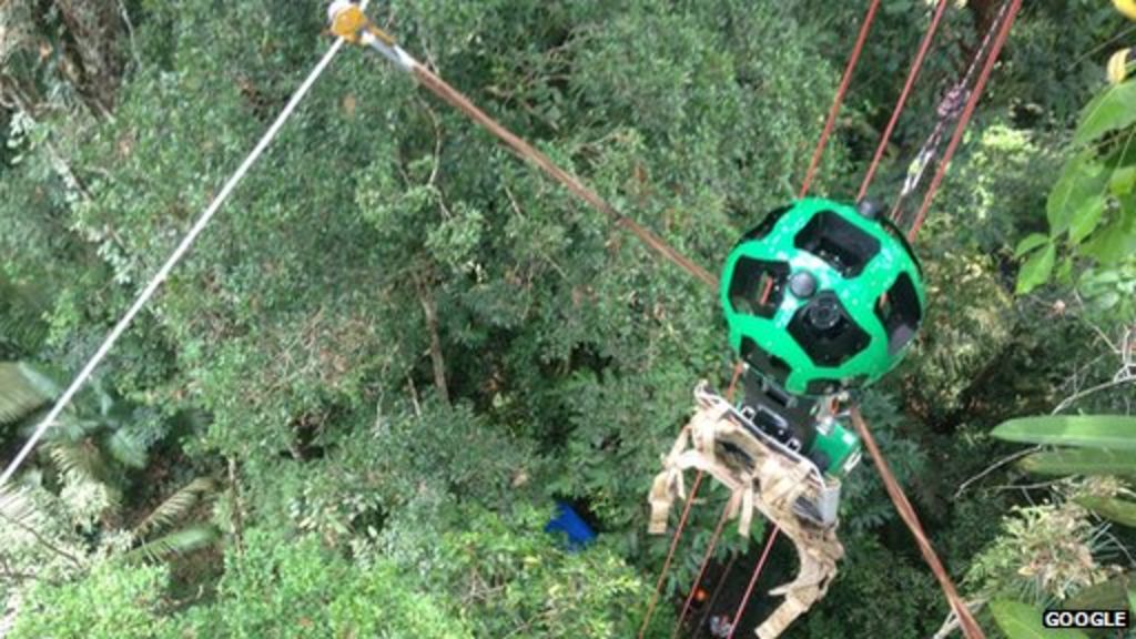 Google camera zip wires through the Amazon rainforest BBC News