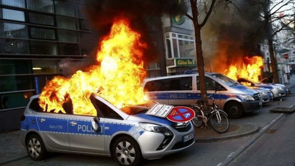 Germany riot targets new ECB headquarters in Frankfurt - BBC News