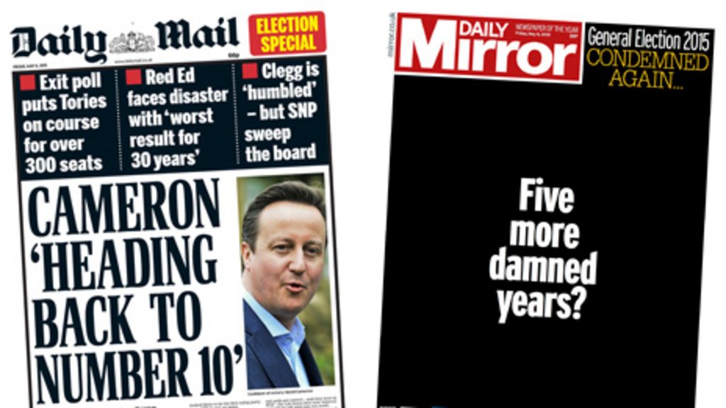 newspaper-headlines-election-reaction-after-polls-close-bbc-news